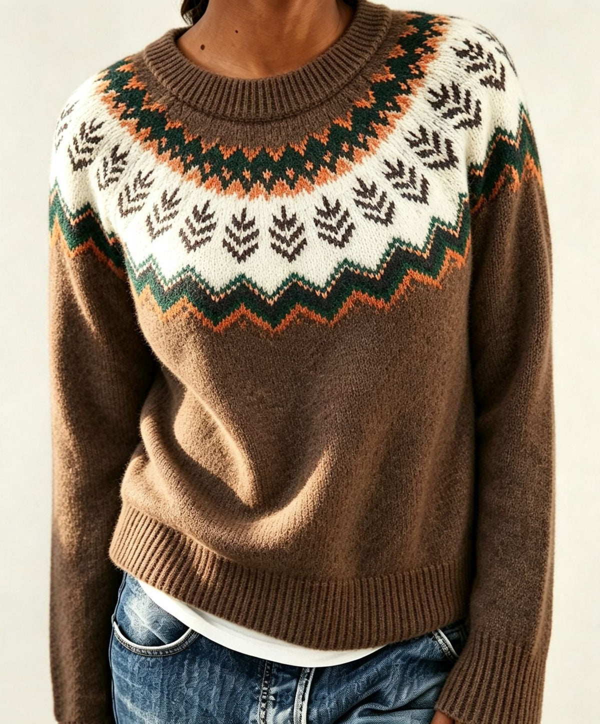 Olalla | Women's Fair Isle Crew Neck Sweater