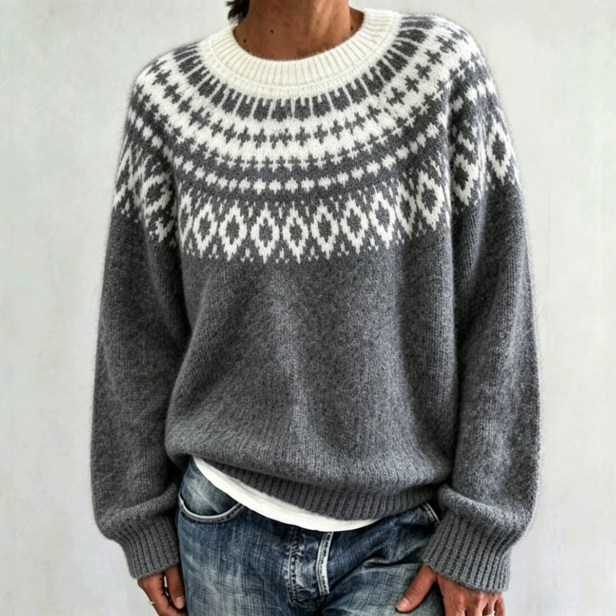 Olalla | Women's Fair Isle Crew Neck Sweater