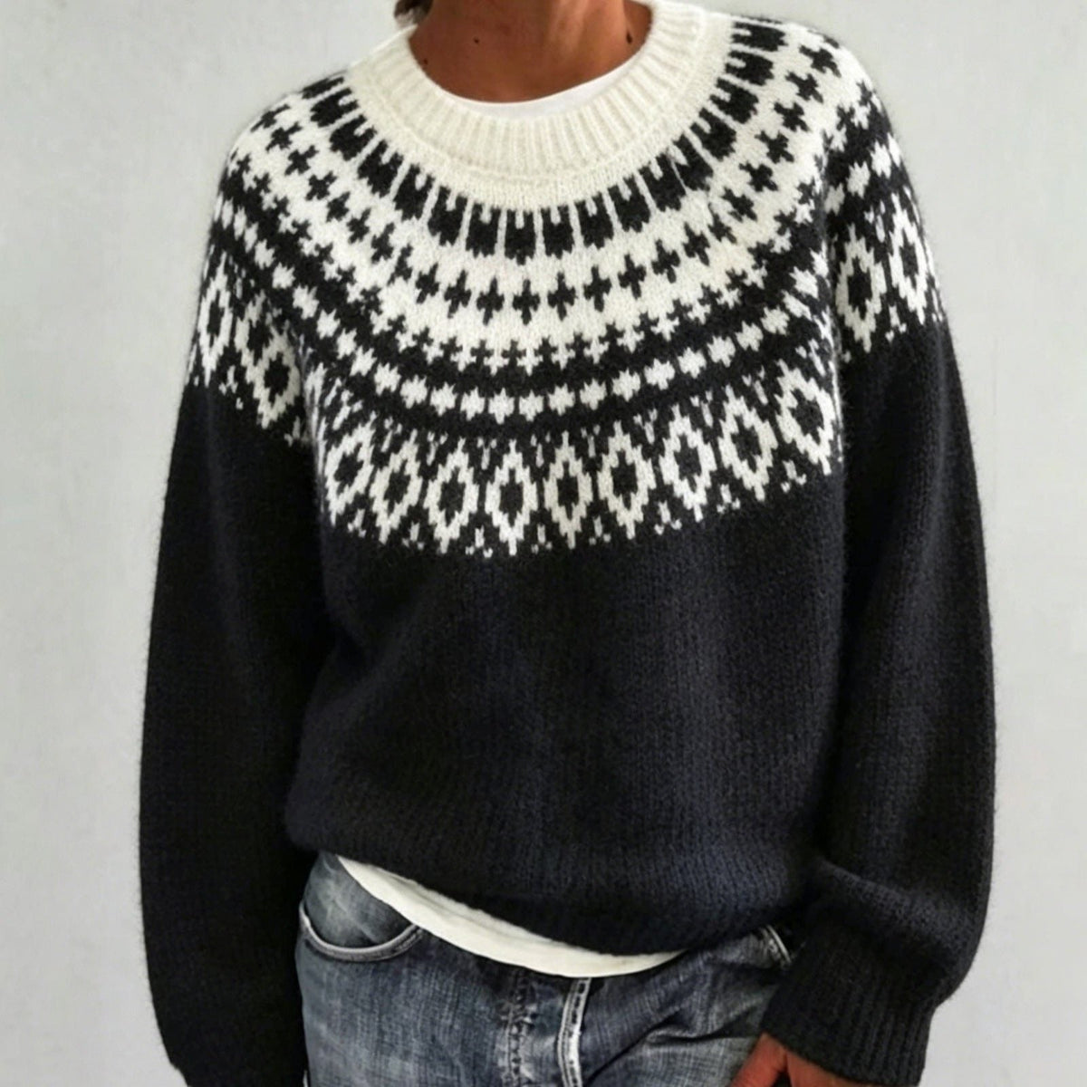 Olalla | Women's Fair Isle Crew Neck Sweater