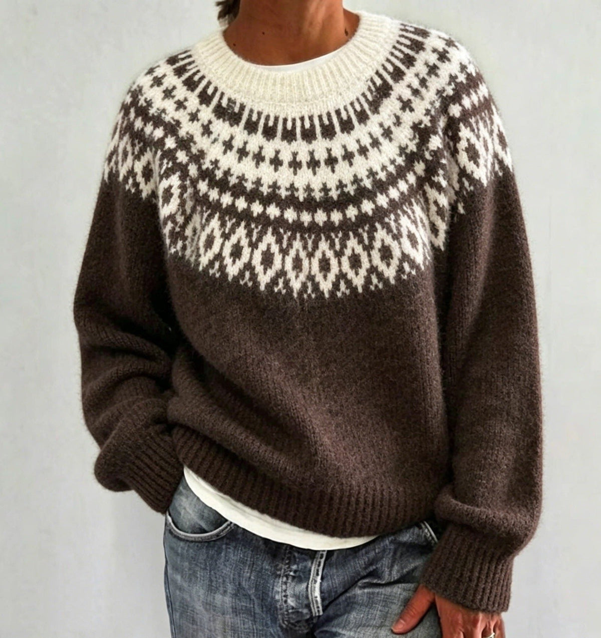 Olalla | Women's Fair Isle Crew Neck Sweater