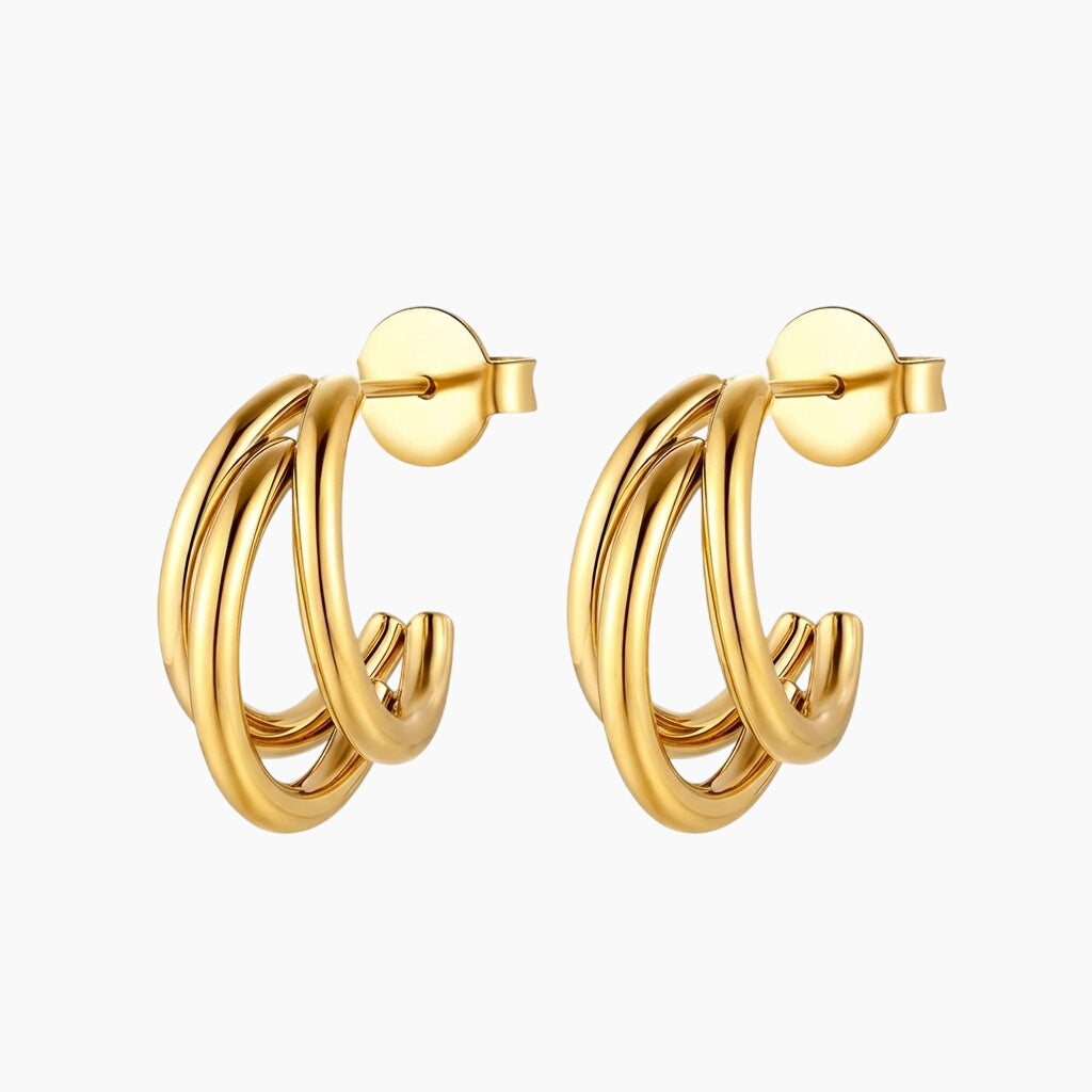 Triple-Link Mini Hoop Earrings
