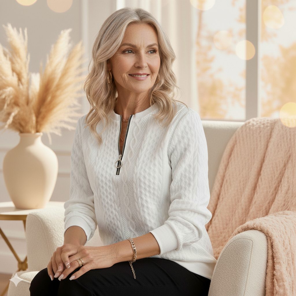 Prudence | Cozy Cable-Knit Zip-Up Sweater for Women