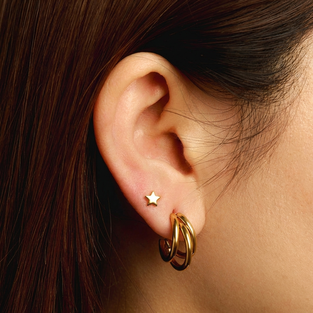 Triple-Link Mini Hoop Earrings