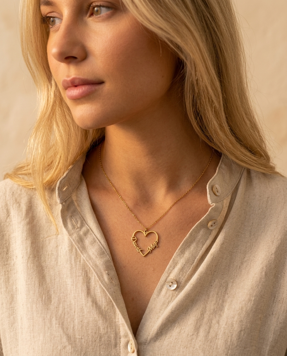 Heart Necklace with Two Names