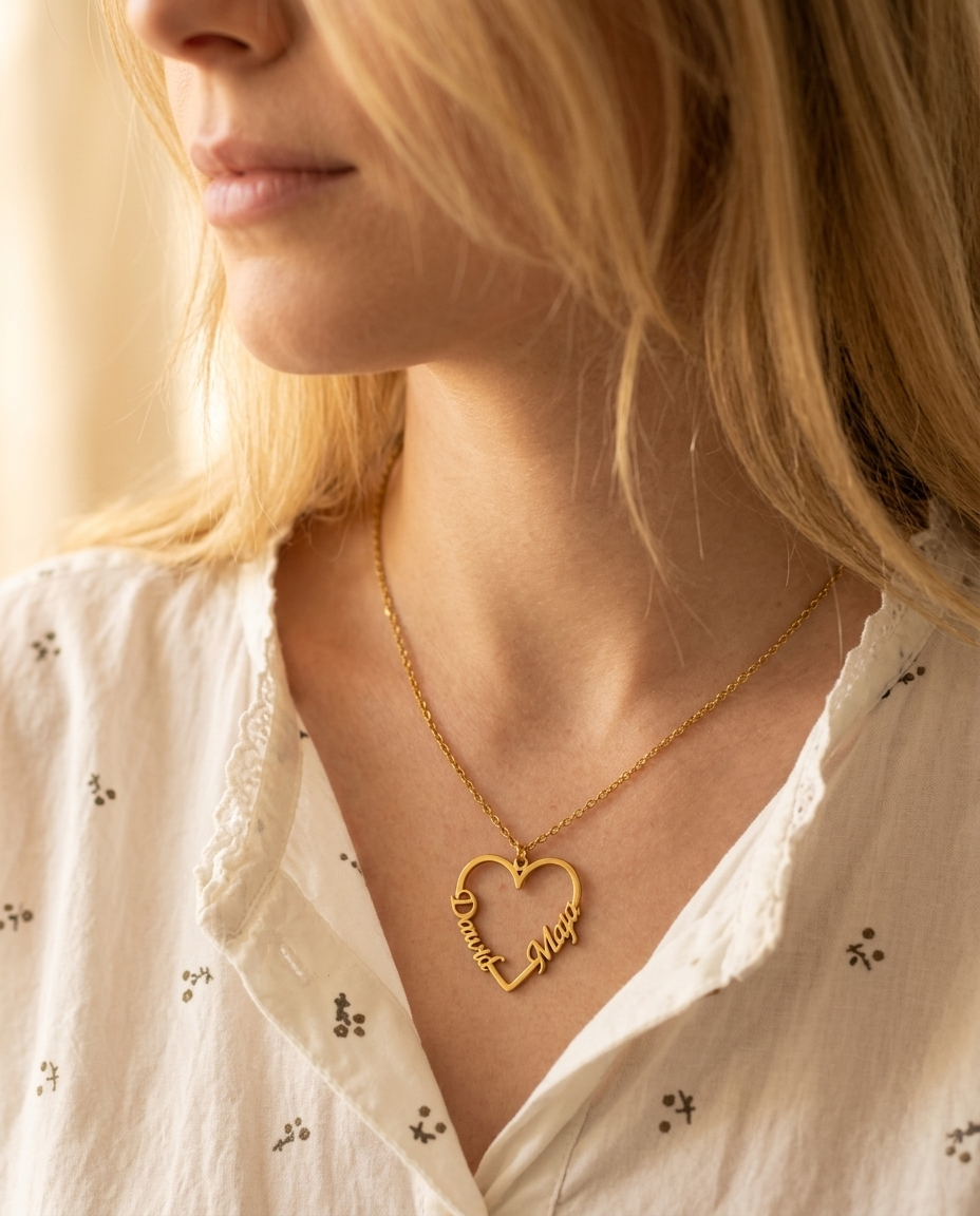 Heart Necklace with Two Names