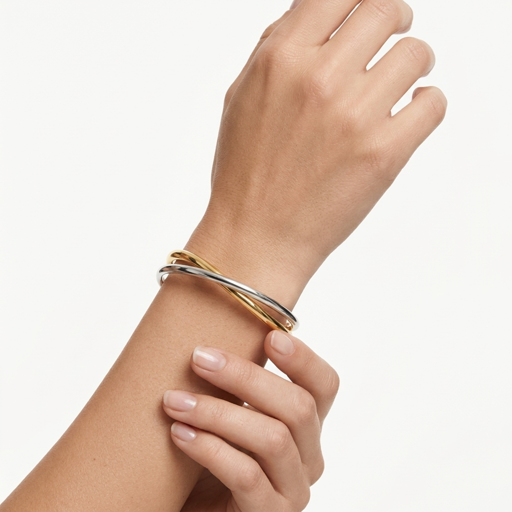 Double Rigid Cuff Bracelet – 18K Gold-Plated