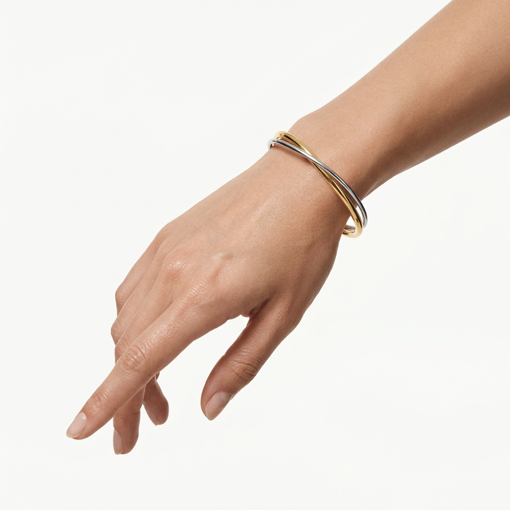 Double Rigid Cuff Bracelet – 18K Gold-Plated