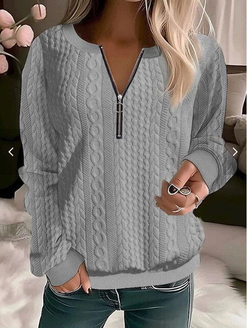 Zoe | Women's Cable-Knit Cropped Half-Zip Sweater