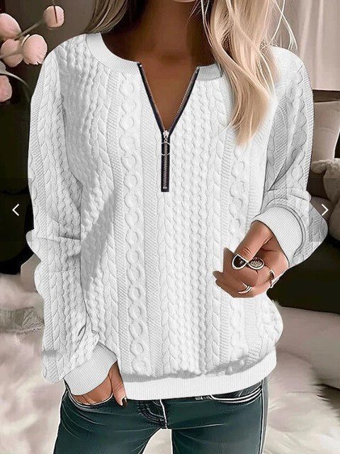 Zoe | Women's Cable-Knit Cropped Half-Zip Sweater